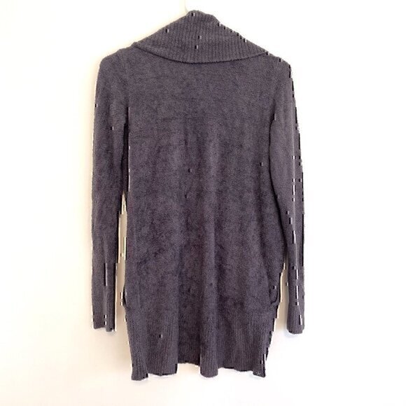 BAREFOOT DREAMS CozyChic Lite Circle Cardi Purple Gray ish Open Cardigan Sweater - Picture 10 of 11